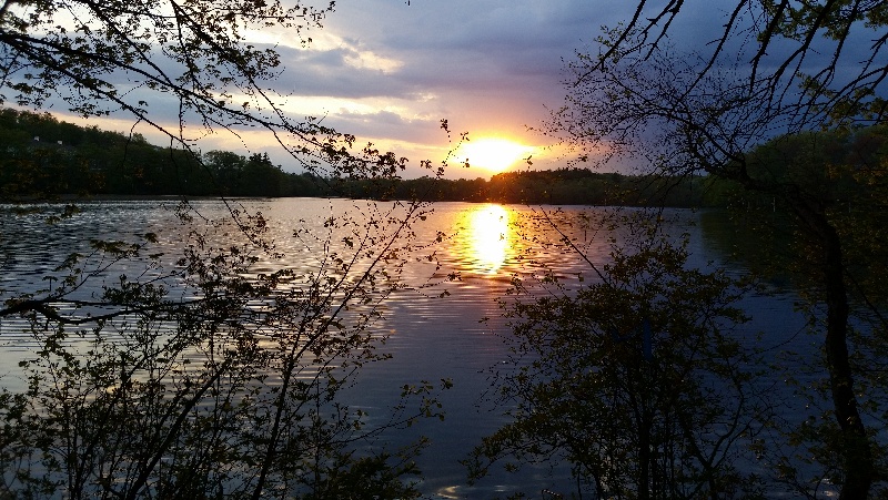 Sun peeping out from the storm clouds near Tewksbury